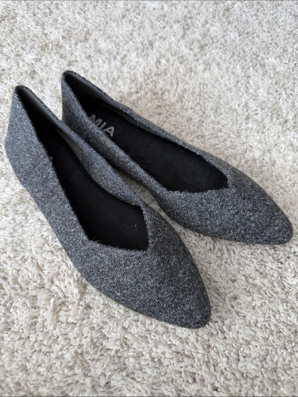 MIA Women's Charcoal Pointed Toe Flats